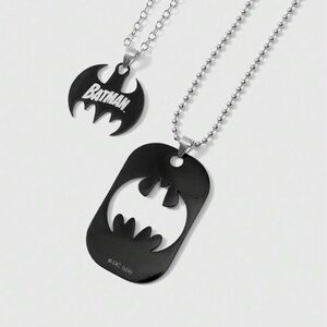 DC Comics Black Batman Cutout Pendant Necklace Set